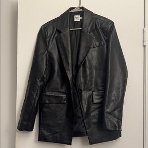 Princess Polly Jocelyn Faux Leather Blazer Black S/M